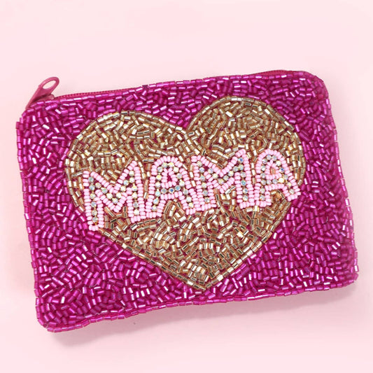 Valentine Mama Beaded Coin Purse