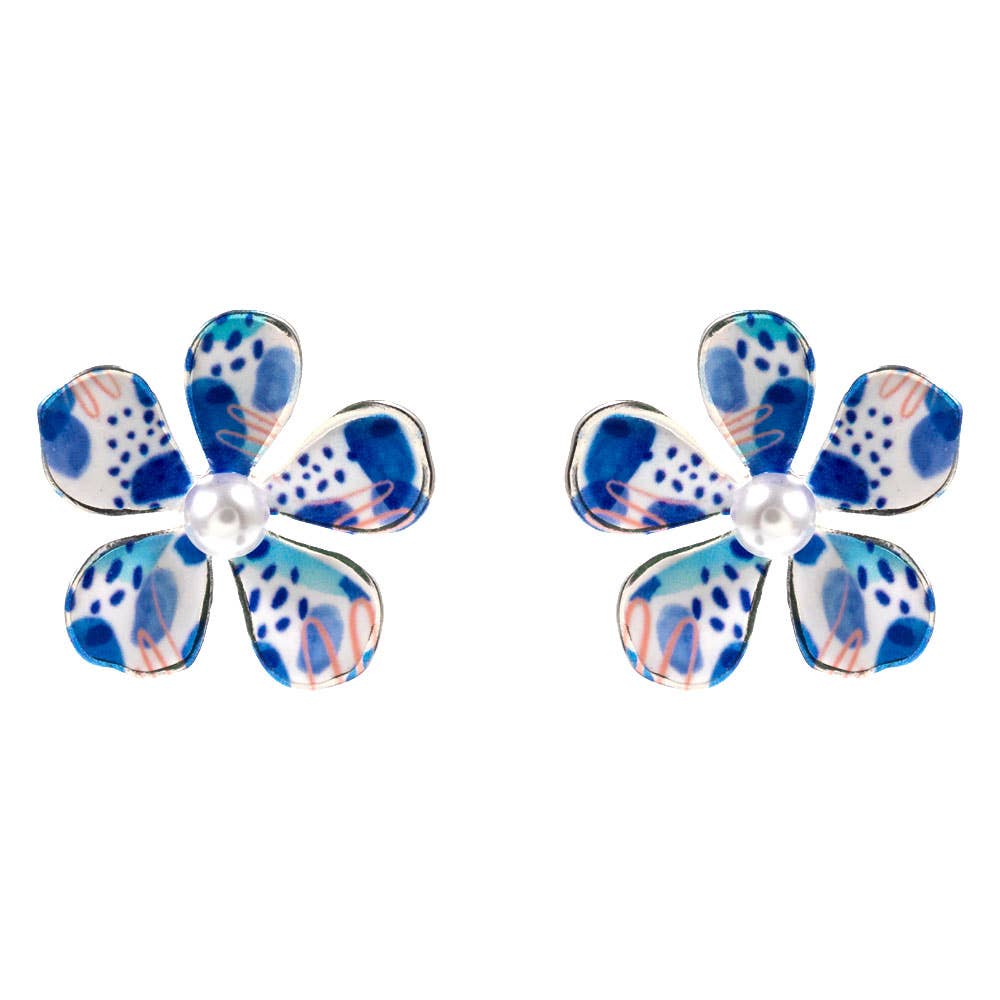 Floral Petal Pearl Center Earrings