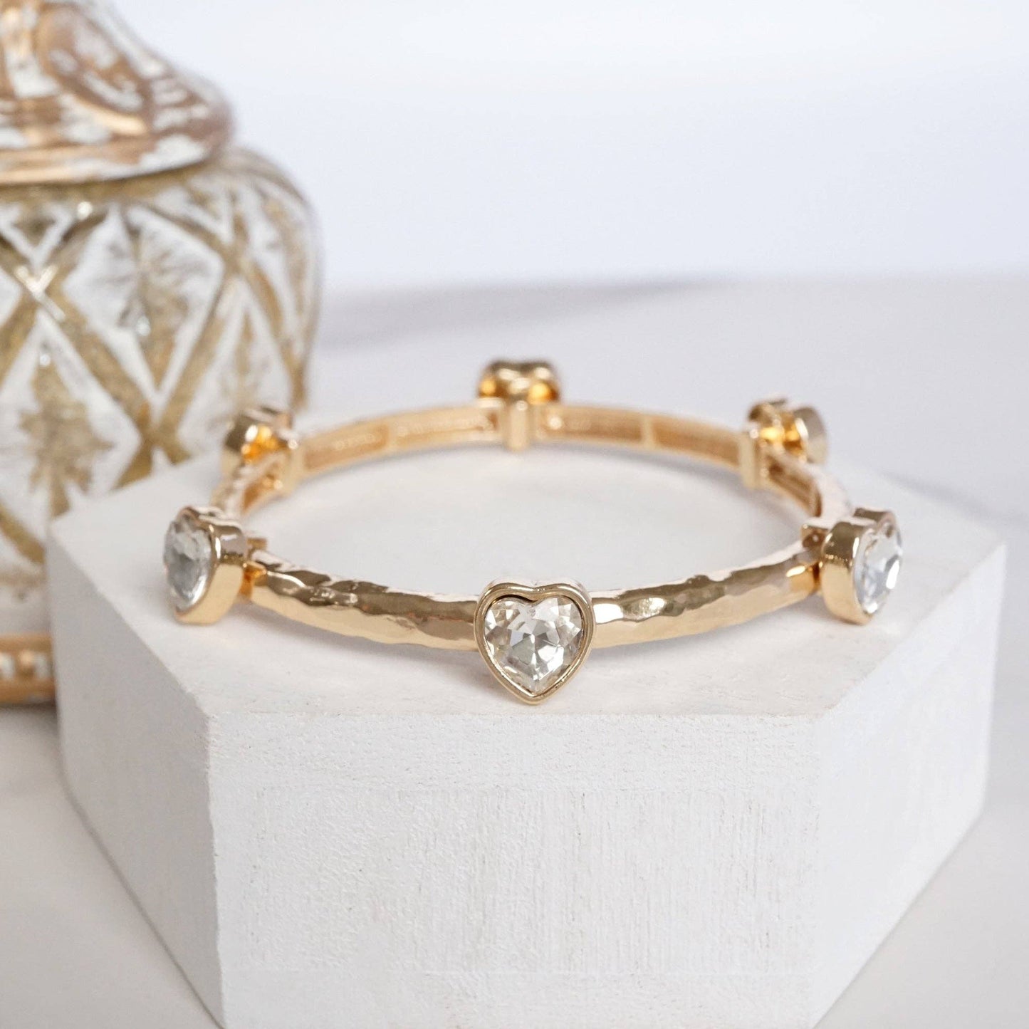 Heart Faceted Crystals Stackable Station Bangles
