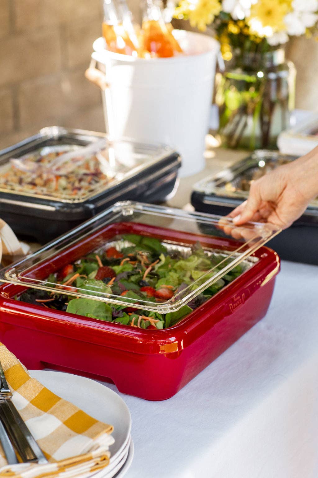 Game Day- Pan Frame w/ Lid & Serving Spoon - Red