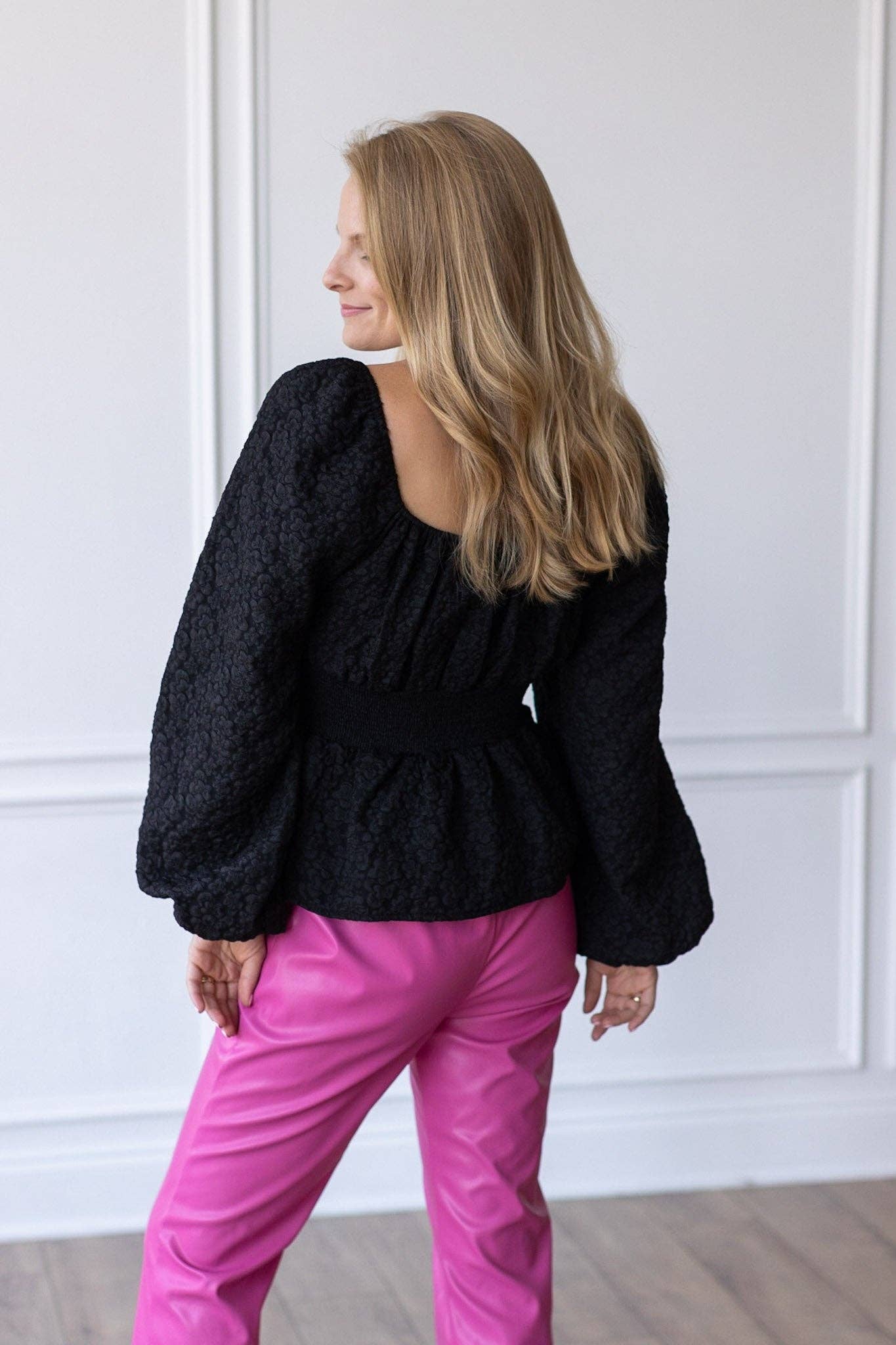Black Game Day Jacquard Curvy Blouse
