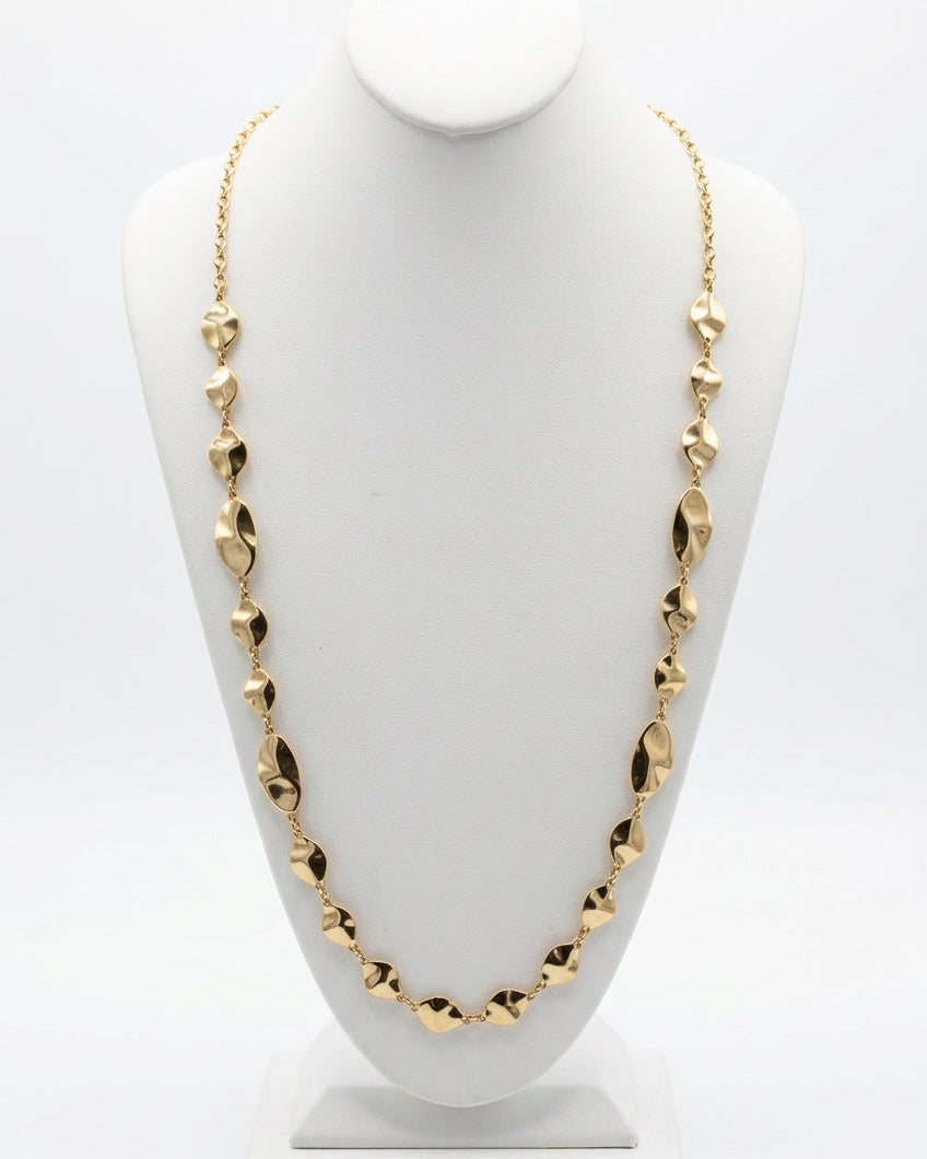Riviera Hammered Marquise Long Link Necklace