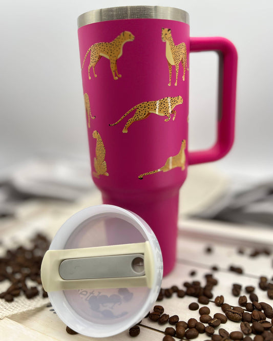 40oz Cheetah Pink Tumbler