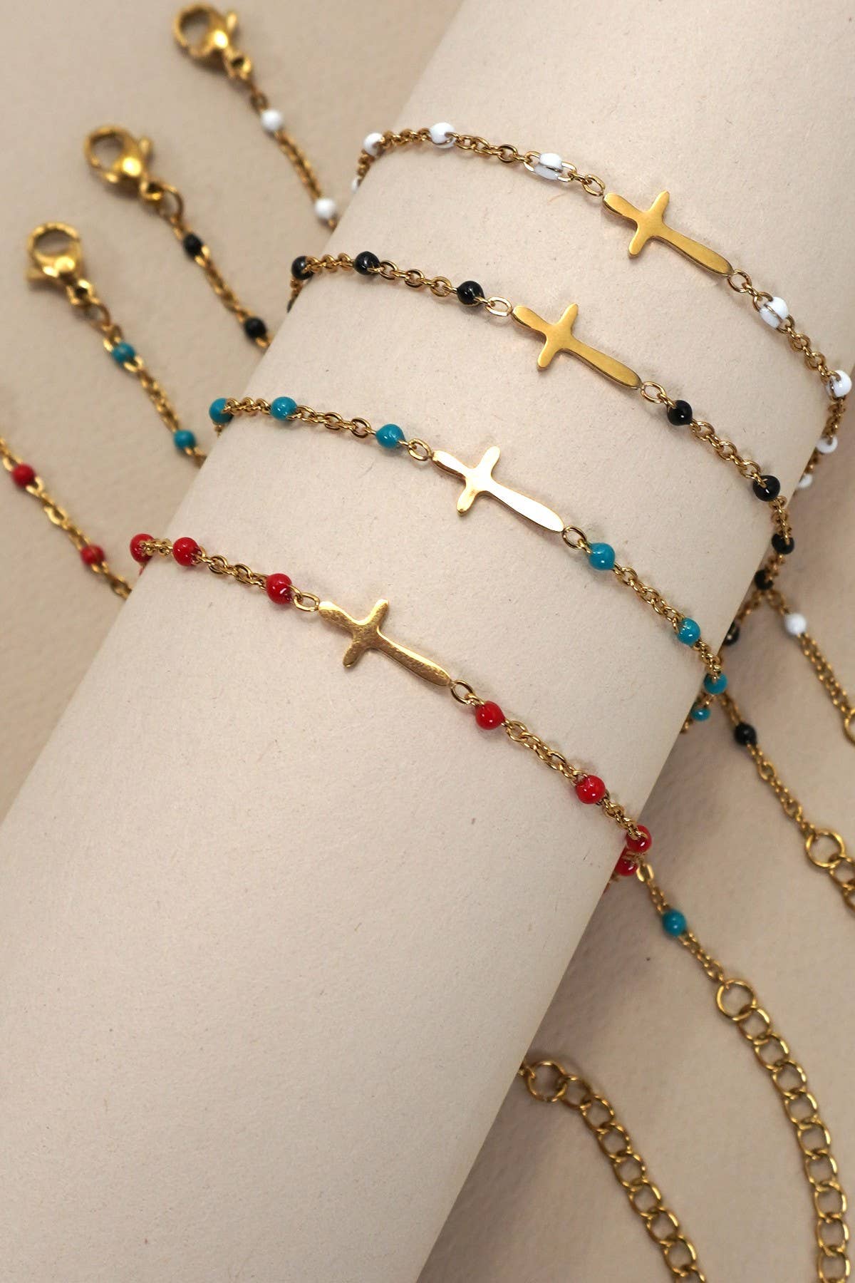 Delicate Enamel Cross Bracelets