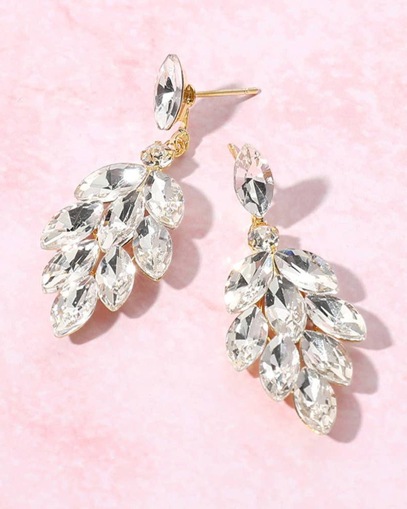 Marquise Stone Chandelier Dangle Evening Earrings