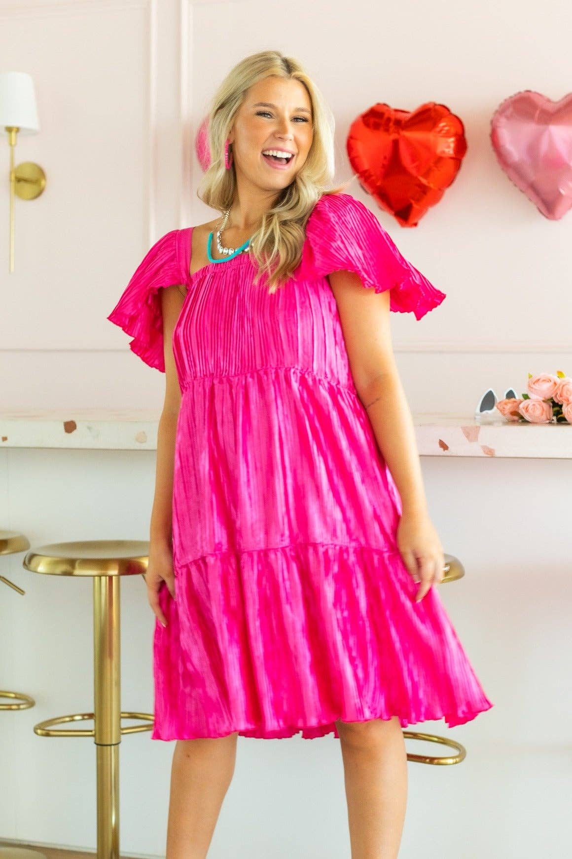 Pink Pleated 3 Way Versi Dress