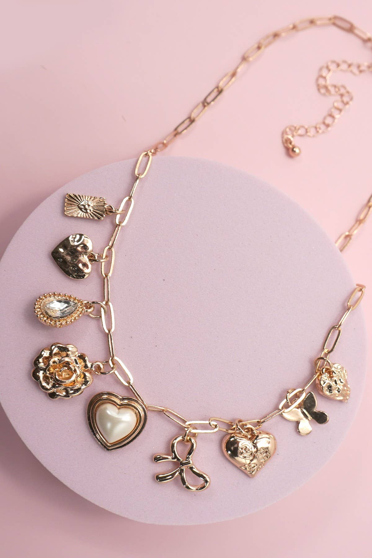 White Heart Gold Charm Necklace