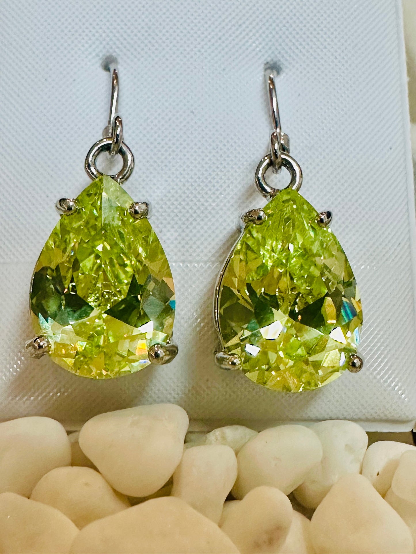 Vintage Chartreuse Pear-Cut Drop Earrings