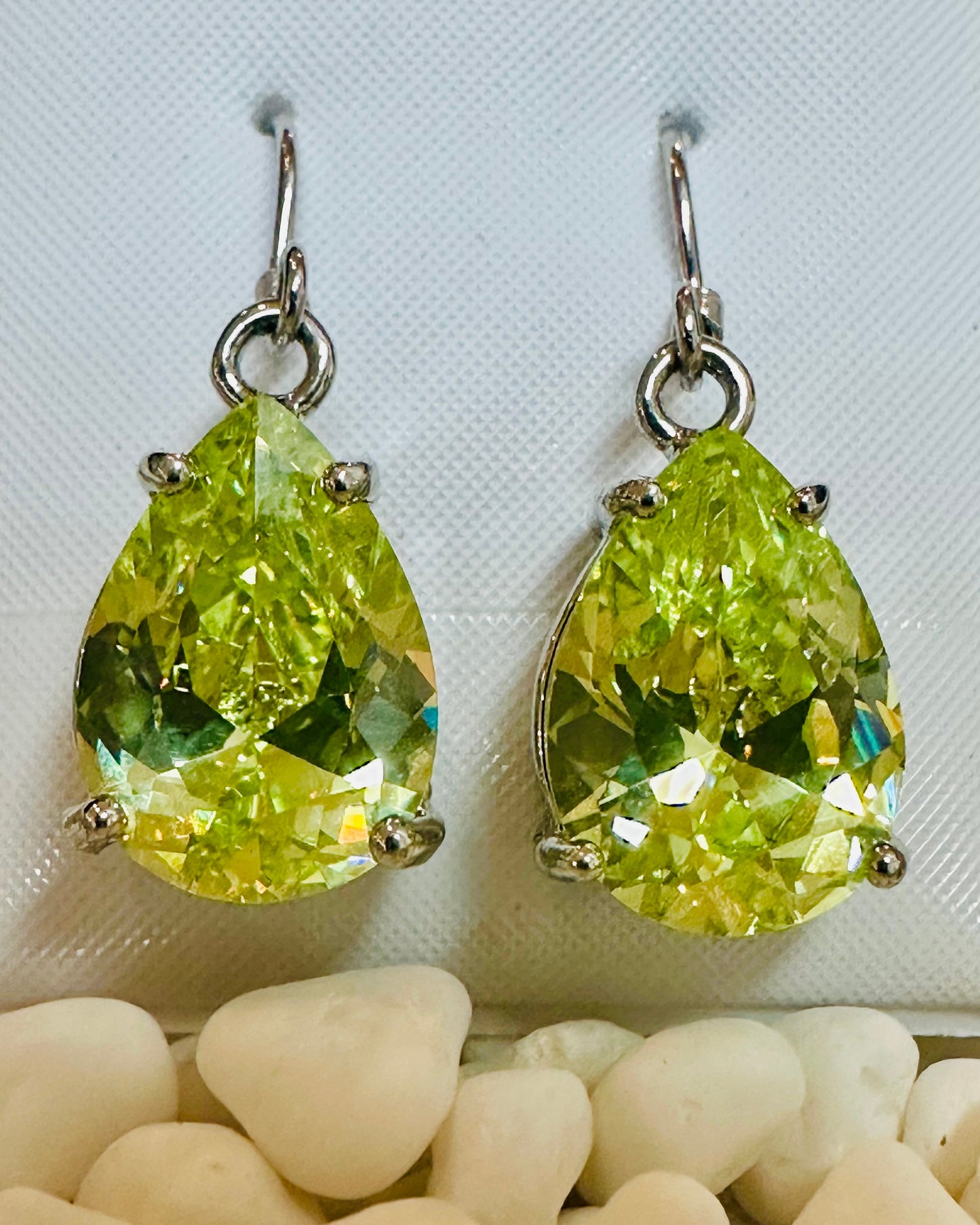 Vintage Chartreuse Pear-Cut Drop Earrings
