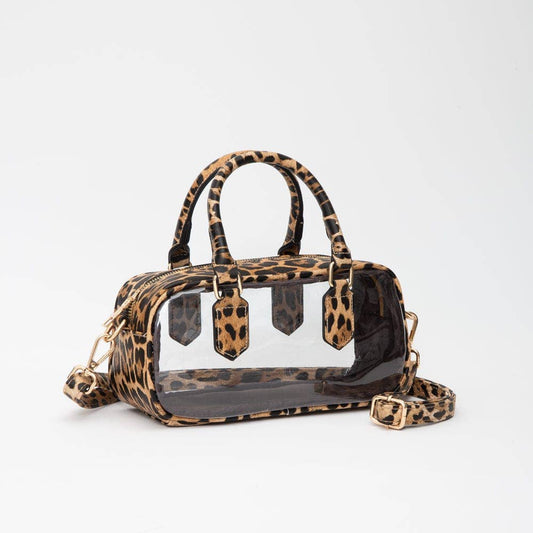 Cheetah Clear Top Handle Crossbody Bag