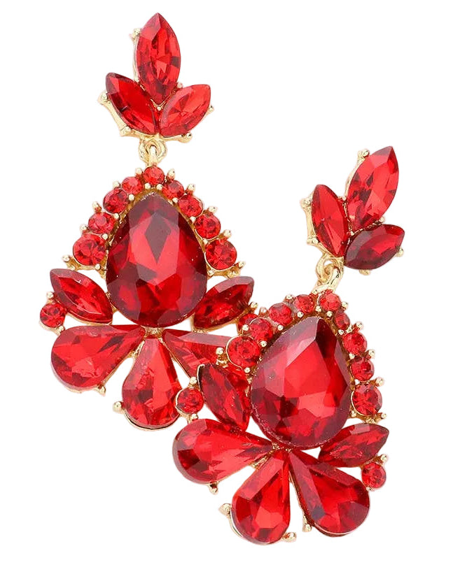 Marquise Crystal Statement Evening Earrings