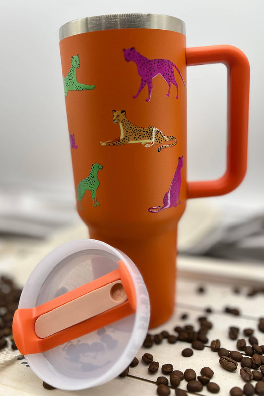 40oz Multi Cheetah Orange Tumbler