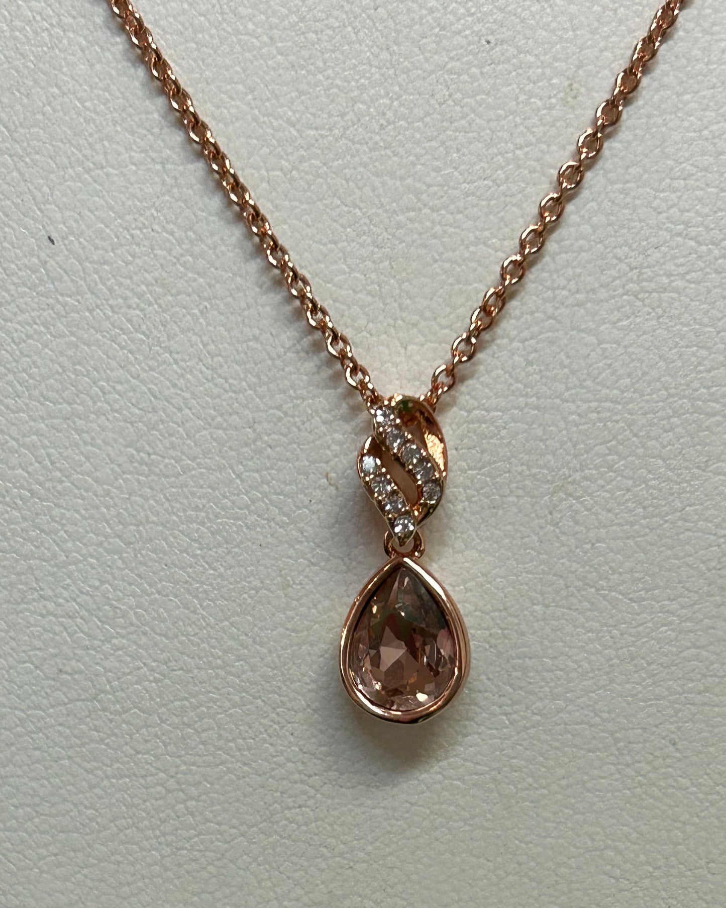 Blush Romance Teardrop CZ Pendant Necklace