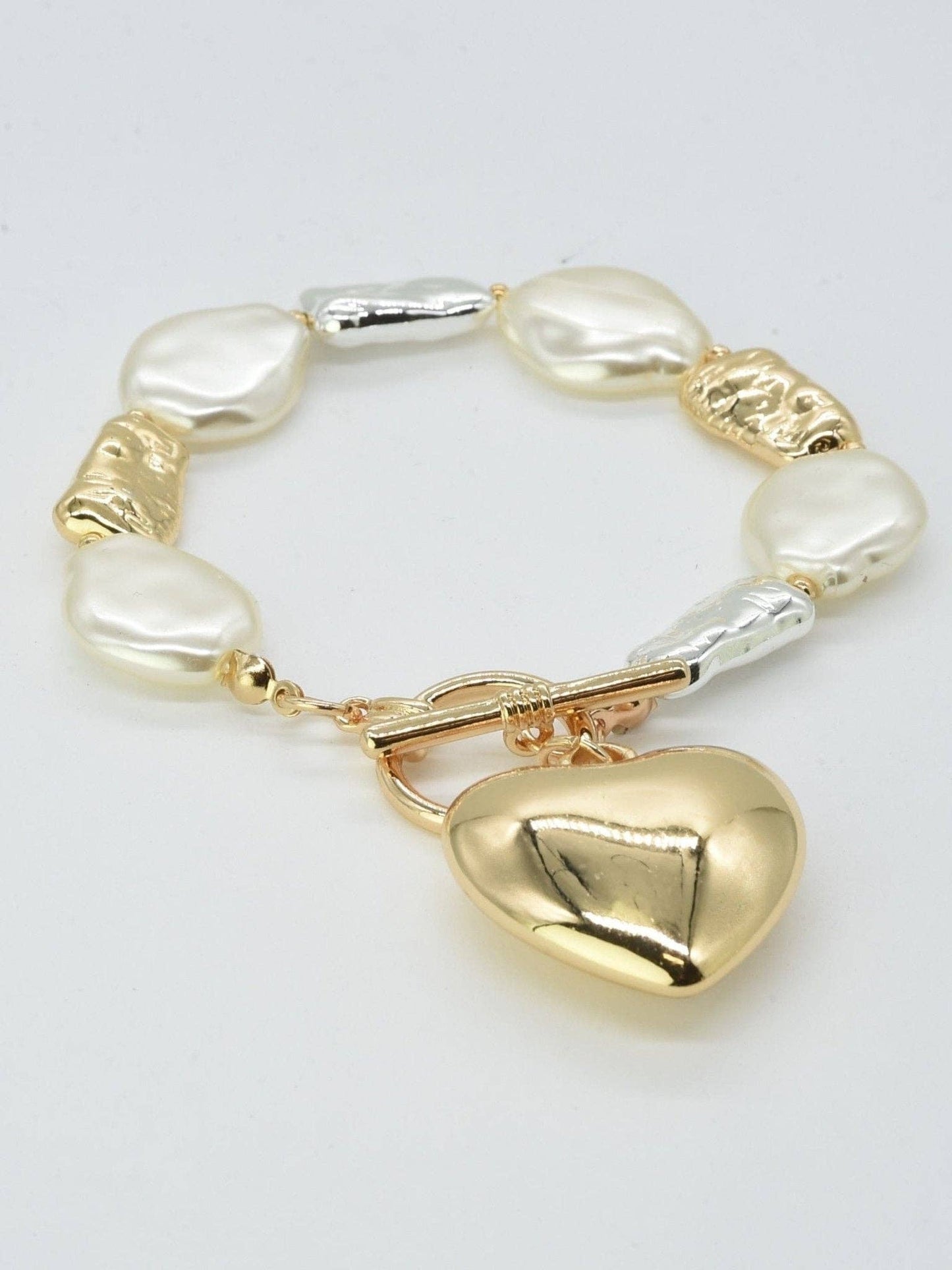 Pearl Bracelet With Puffy Heart Charm