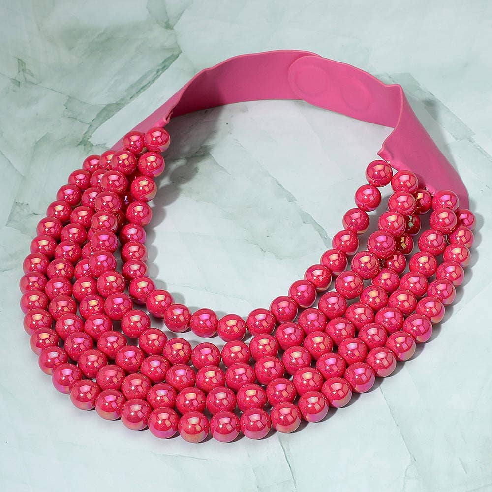 Beaded Magnetic Necklace- Fuchsia