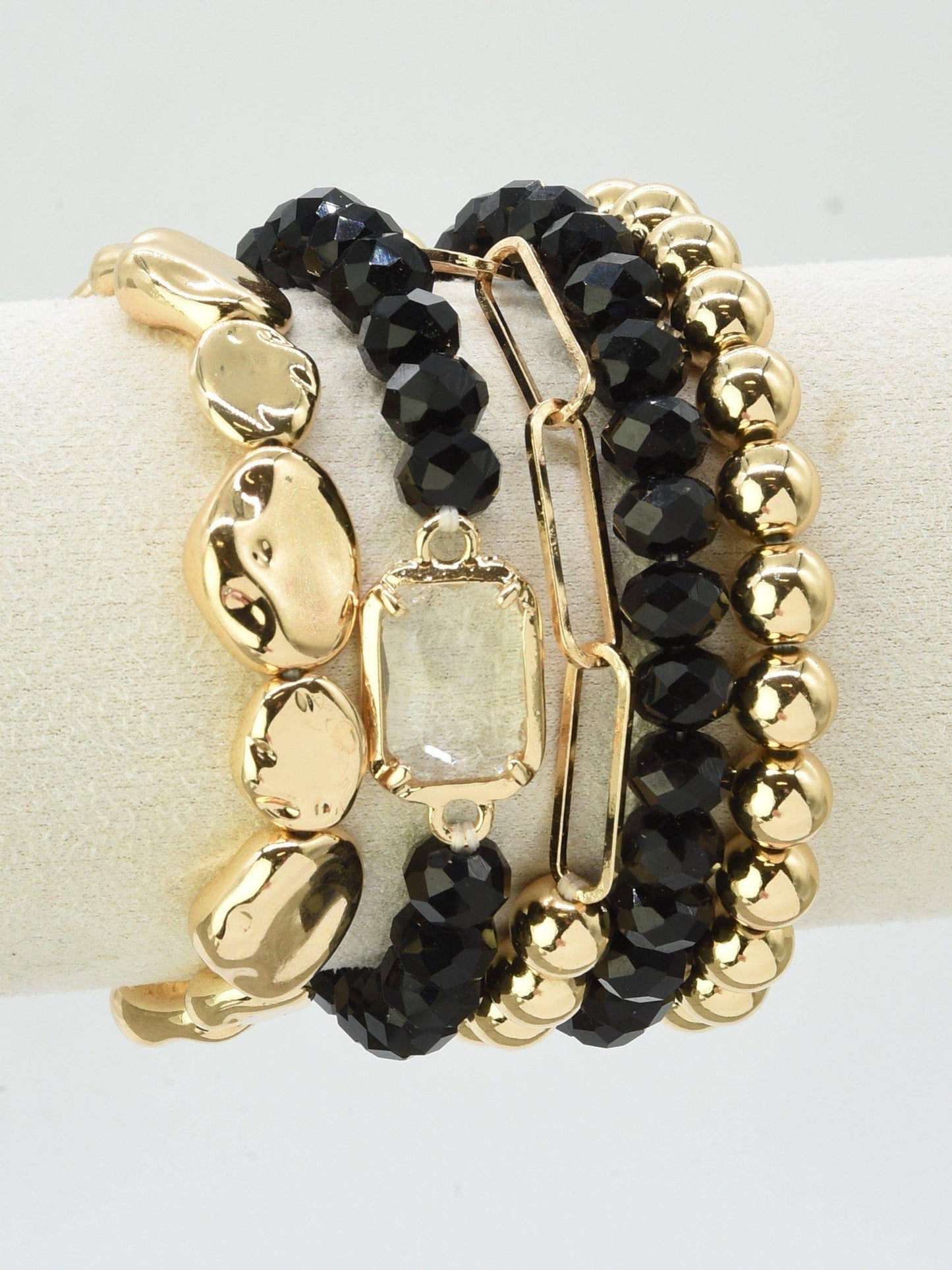 Black Piece Beaded Bracelet Set