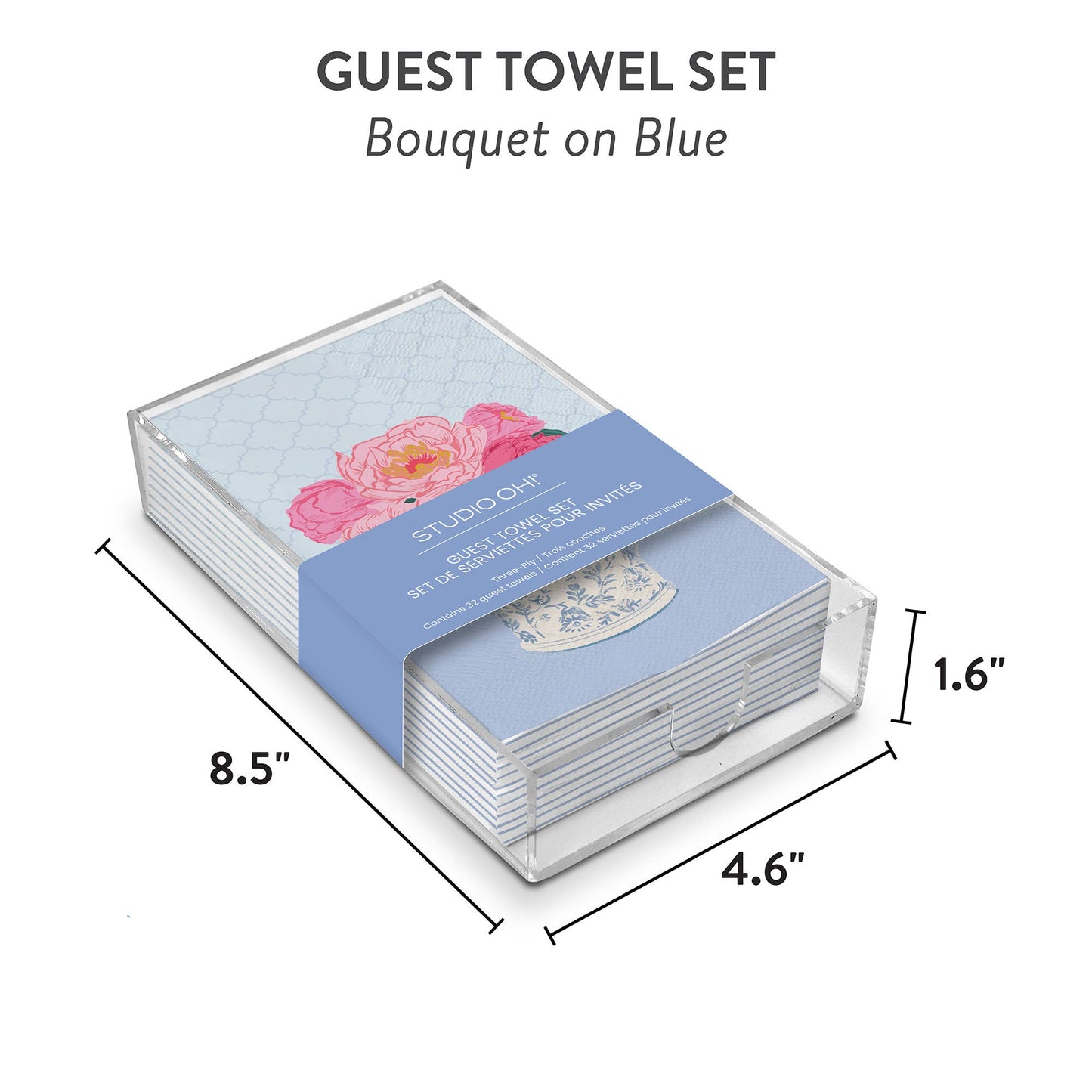 Bouquet on Blue Guest Towel Set