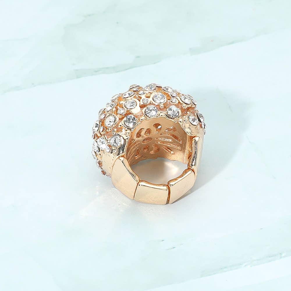 Rhinestone Paved Dome Stretch Statement Rings