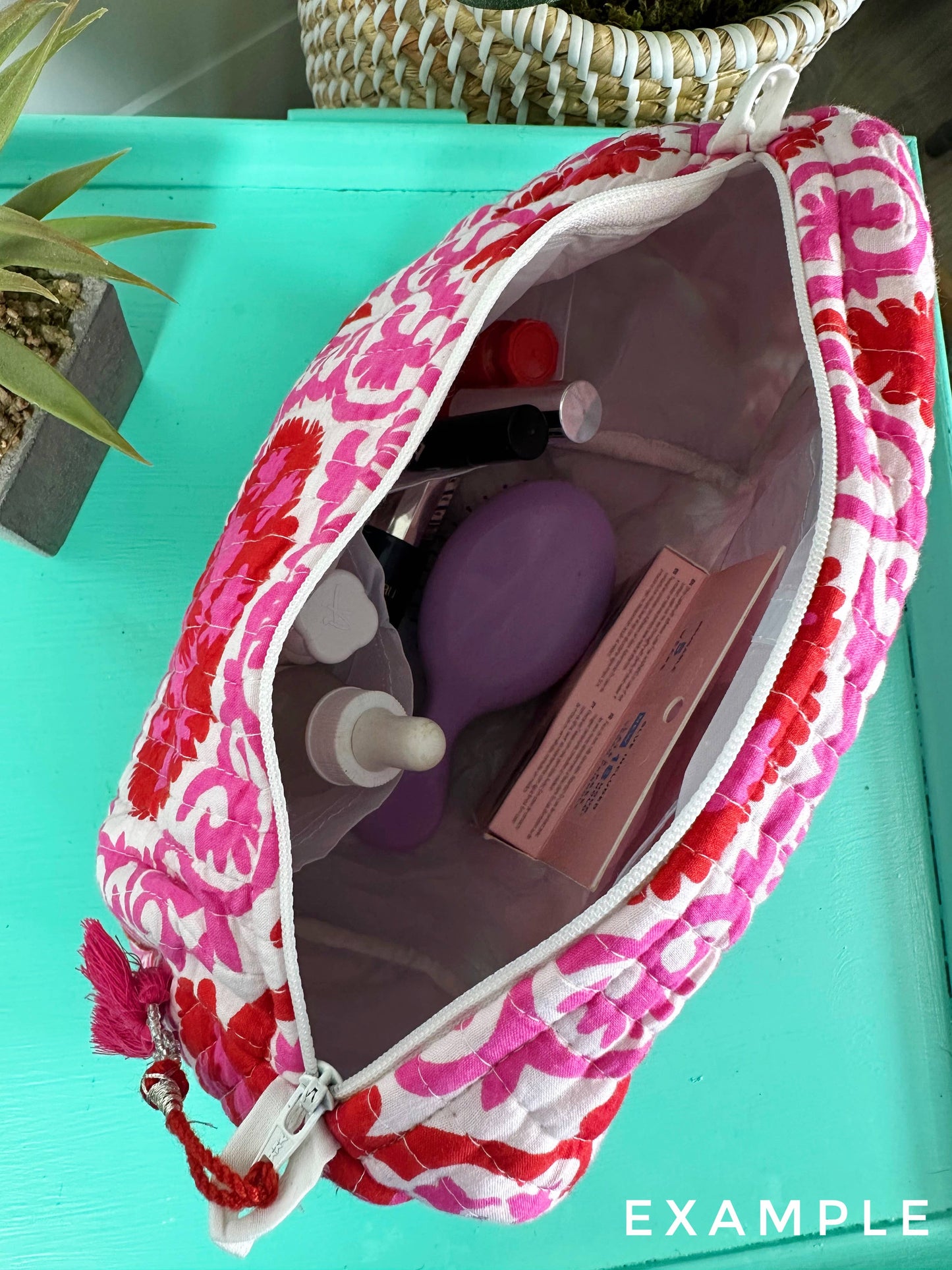 Quilted Strawberry Makeup Bag