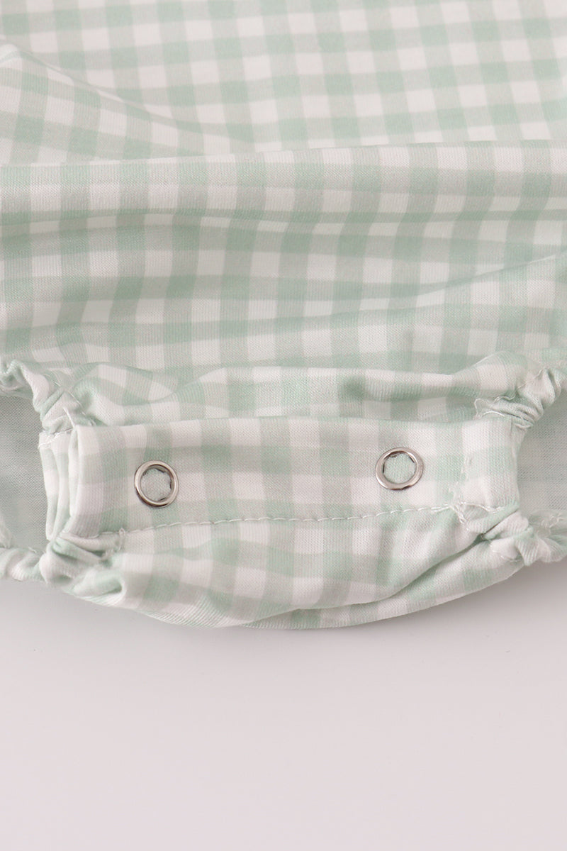 Fox Embroidery Gingham Bubble