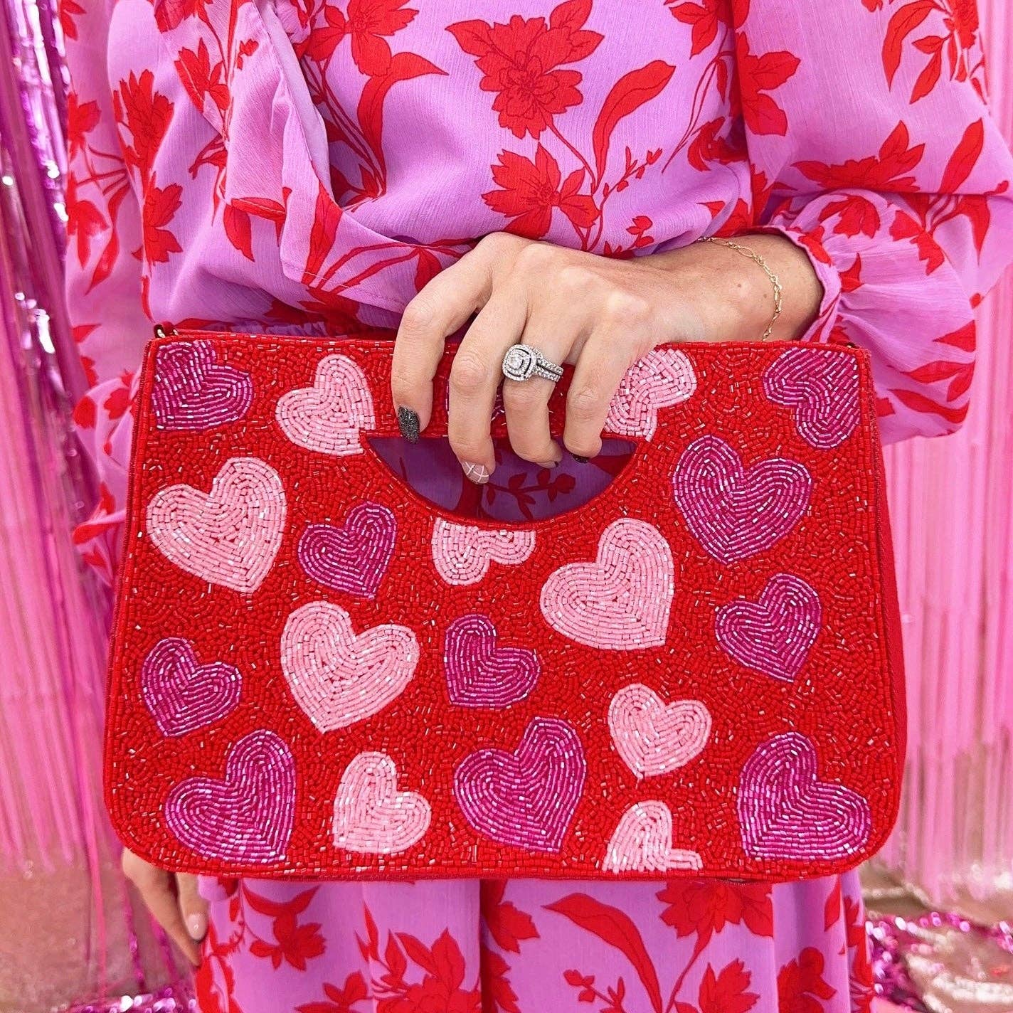 Love Me Beaded Heart Purse