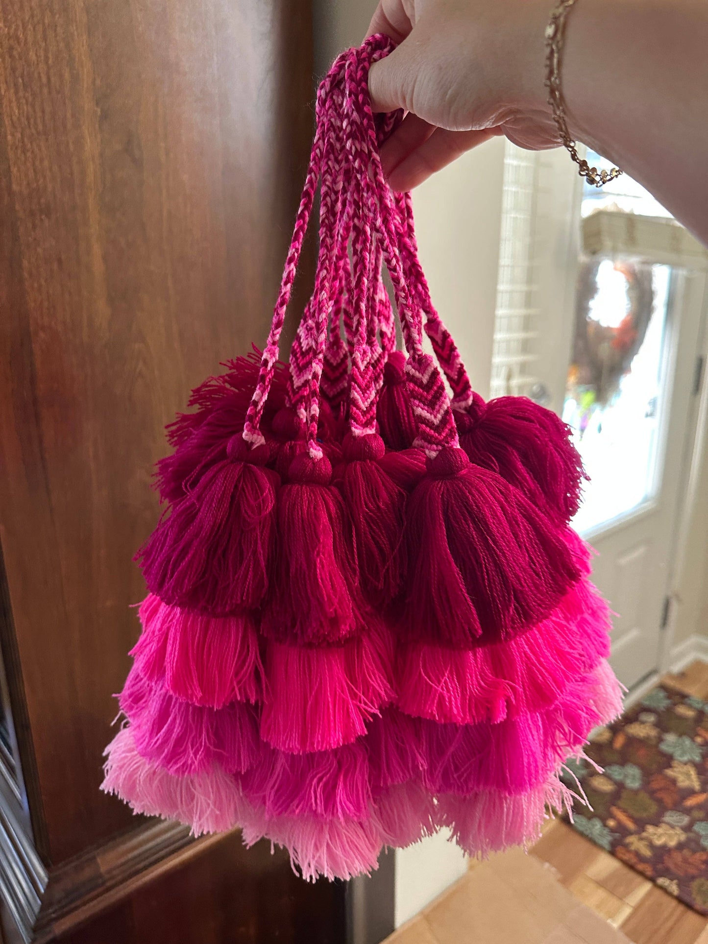 Cascade Tassel Pom Poms - Pink