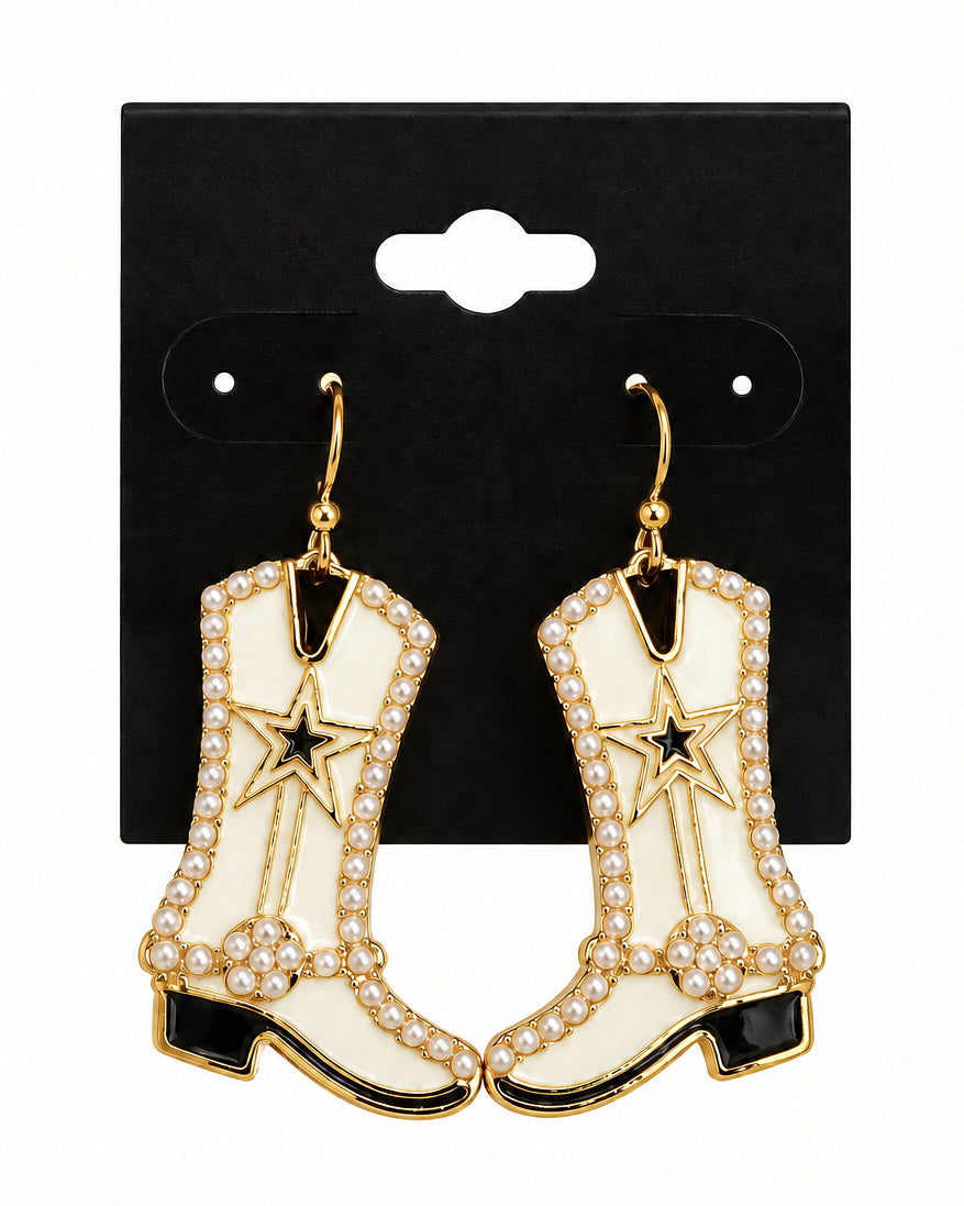 Coastal Cowgirl Pearl Boot Earrings