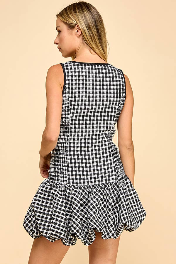 Gingham Bubble Mini Dress