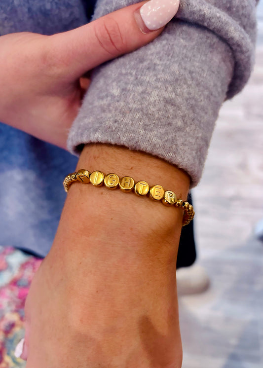 18K Gold PVD Fighter Metal Bead Bracelet