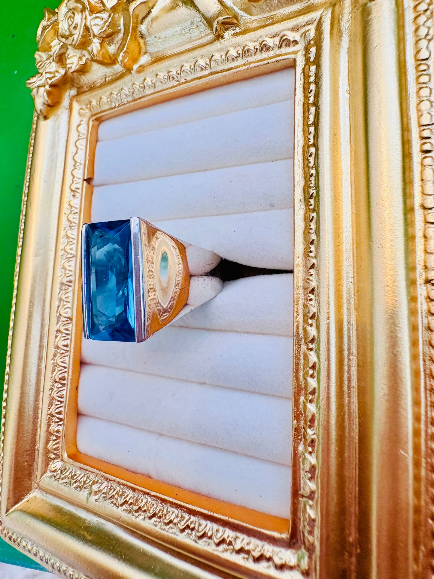 Sapphire Deco Architectural Ring