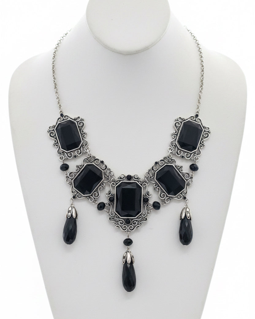 The "Midnight Gala" Vintage Filigree Statement Necklace