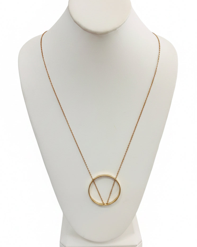 Architectural Open-Circle Floating Pendant Necklace