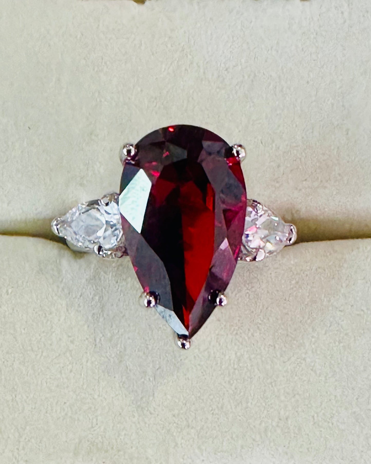 Vintage "Crimson Empress" Pear-Cut Cocktail Ring