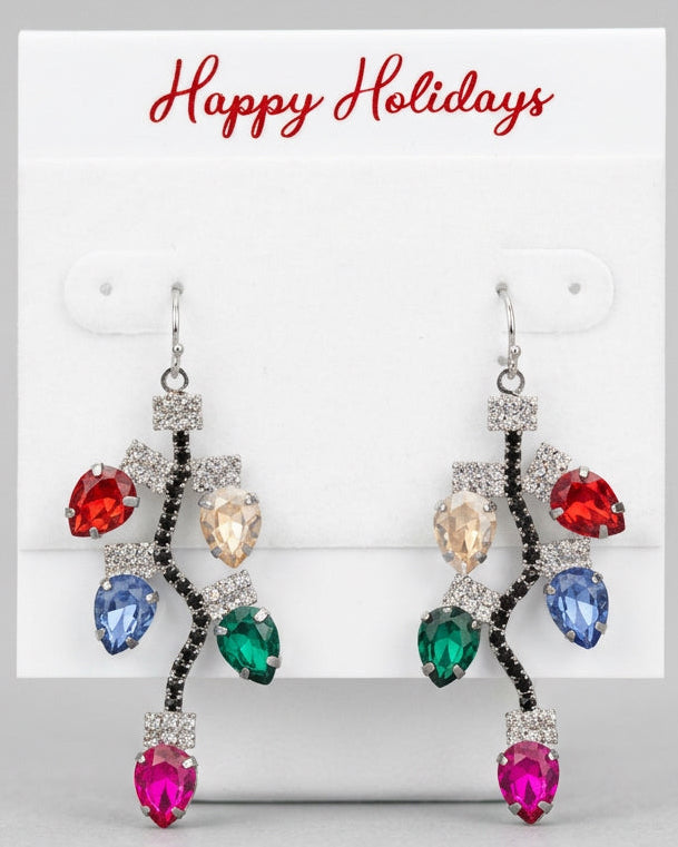 Bright & Merry Faceted Crystal Holiday Light Earrings