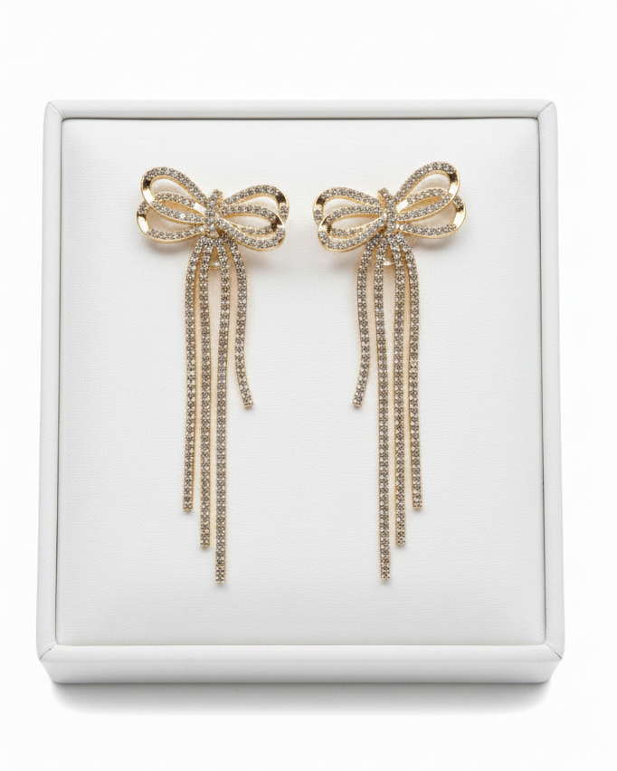 Tie It in a Bow Rhinestone Earrings