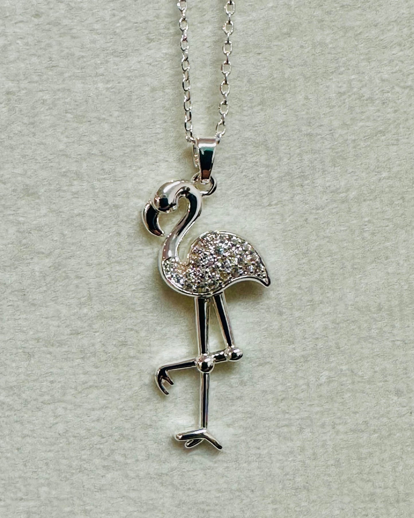Silver Luxe Flamingo Pendant Necklace
