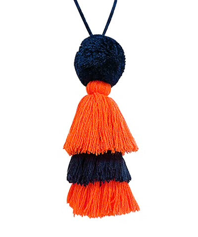Game Day Navy & Orange Pompom Charm