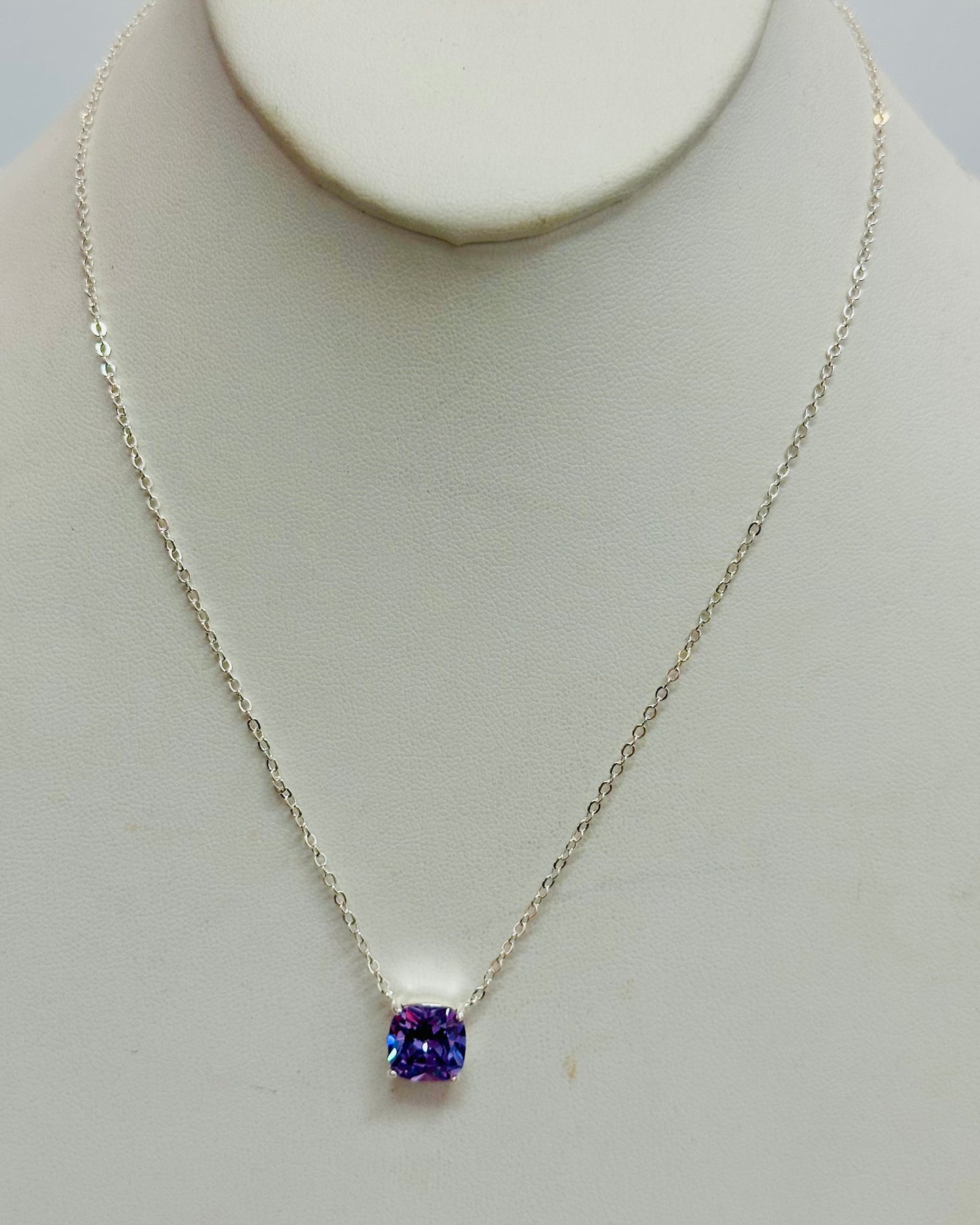 The Viola Cushion Solitaire Necklace