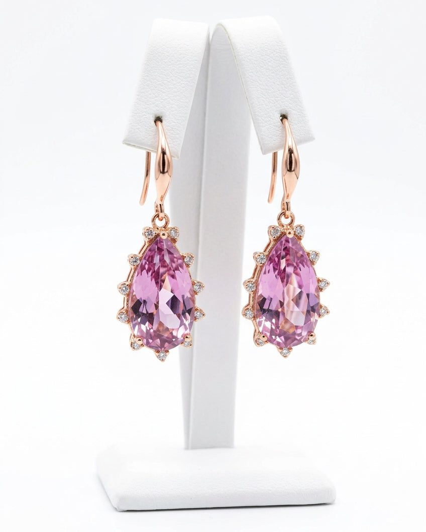 The CZ Orchid Blossom Faceted Pear Drop Earrings