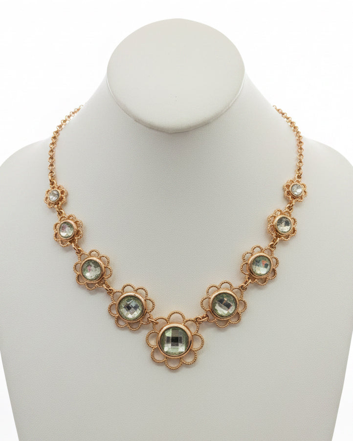 Scalloped Floral Filigree Collar Necklace