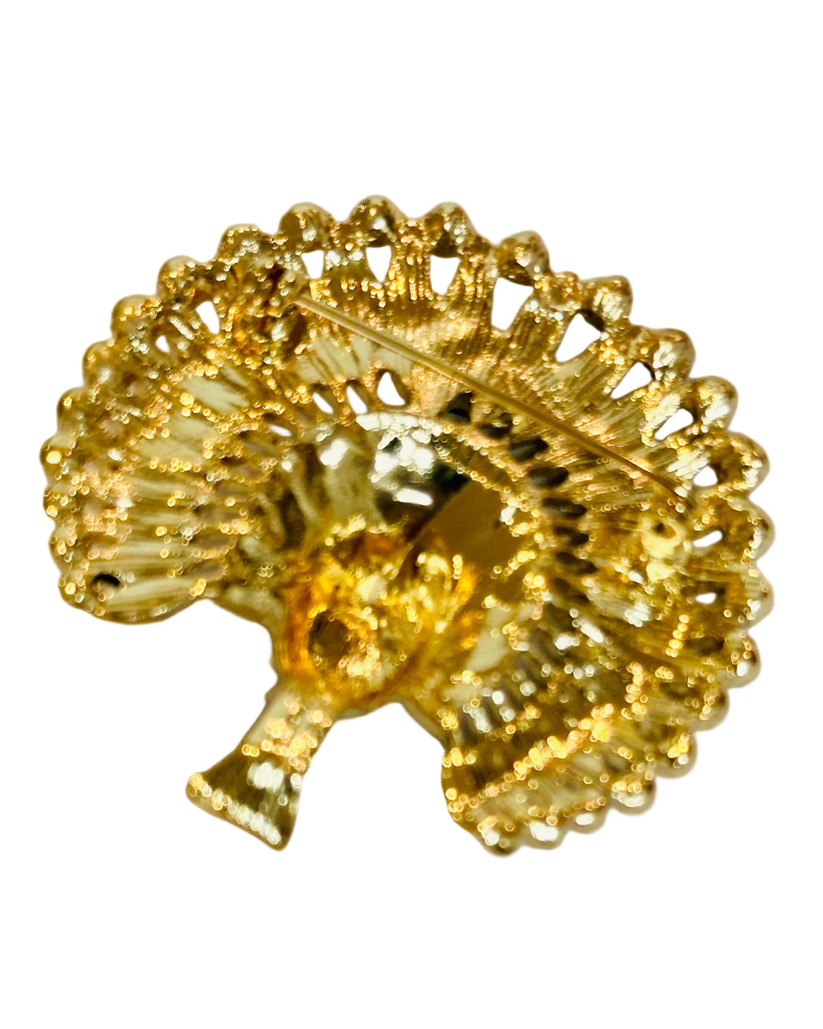 Vintage Mid-Century Enamel & Pavé Rhinestone Regal Peacock Brooch