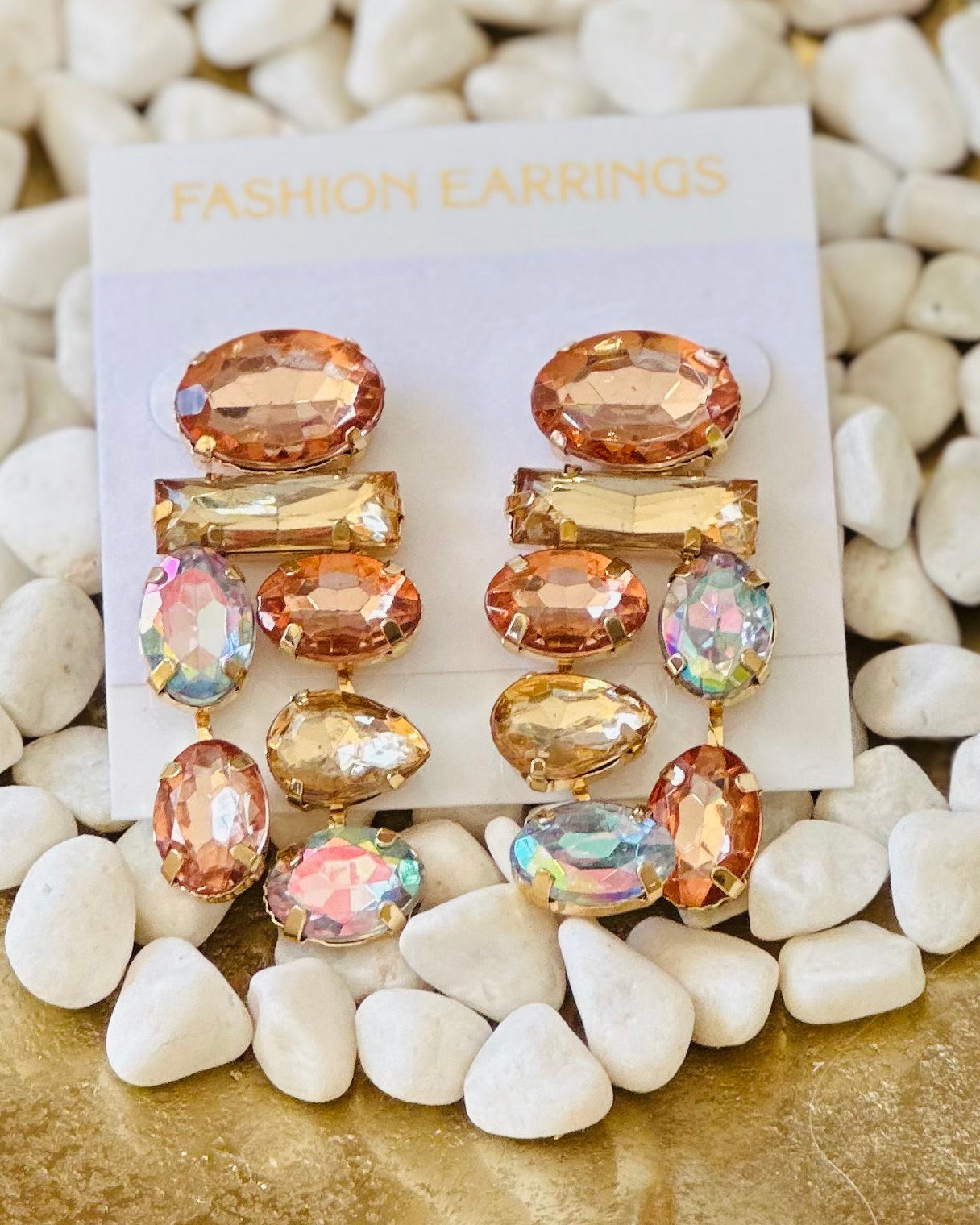 Newport Cascade Pastel Crystal Drop Earrings
