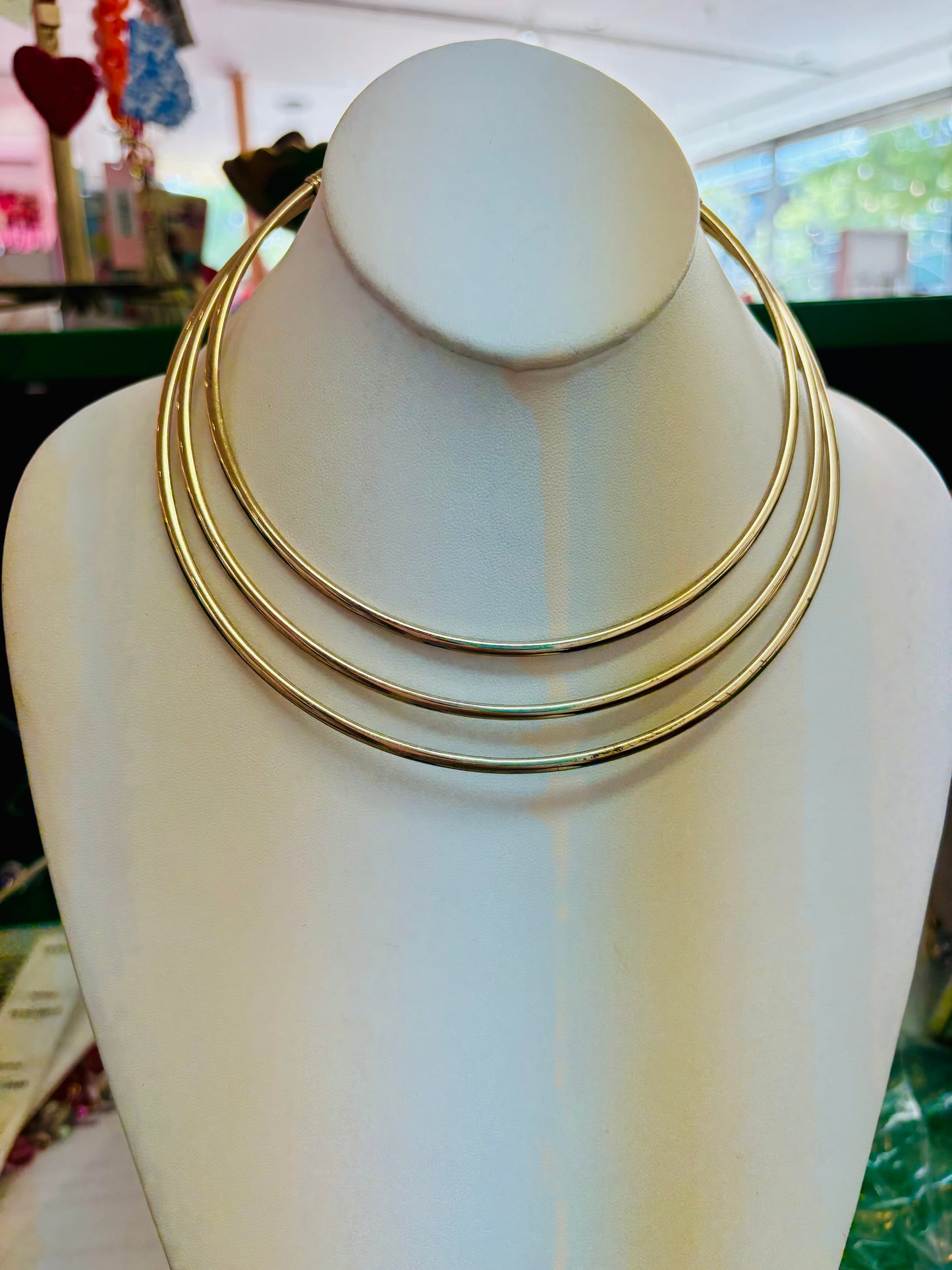 Sculptural Triple-Strand Gold Torque Collar