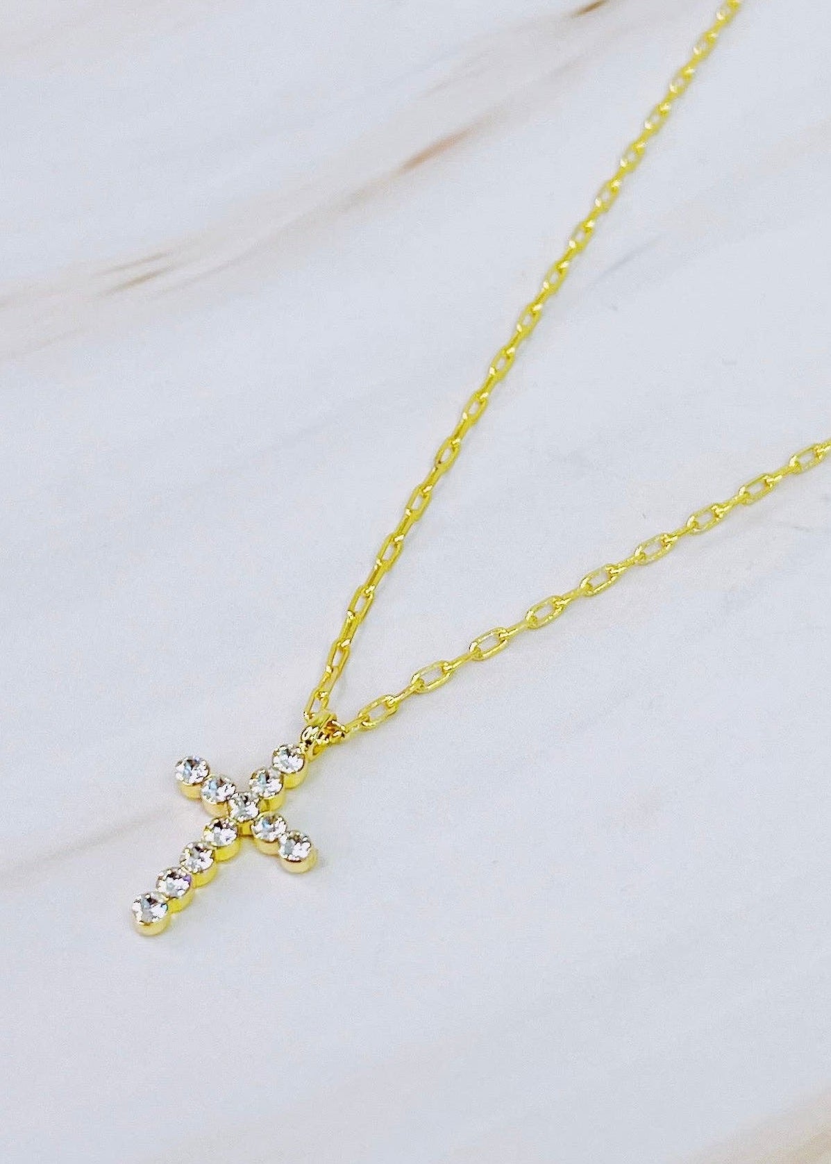 Faceted Crystal Cross Necklace