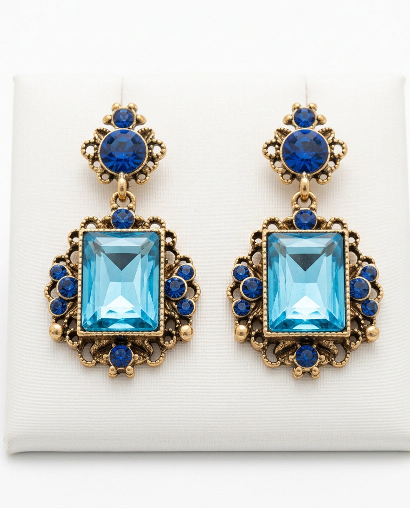 Vintage Aquamarine & Cobalt Statement Dangles