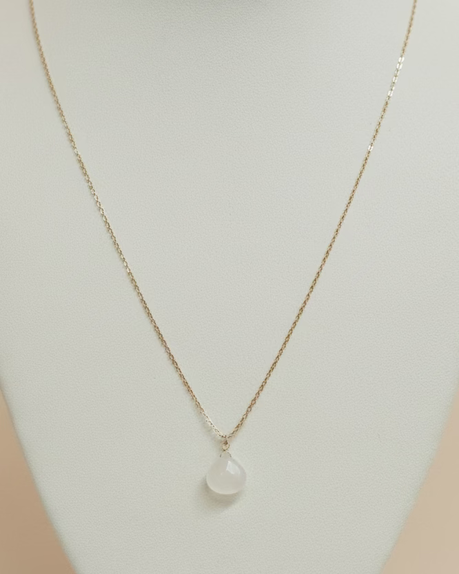 Dainty Moon Stone Gold Necklace