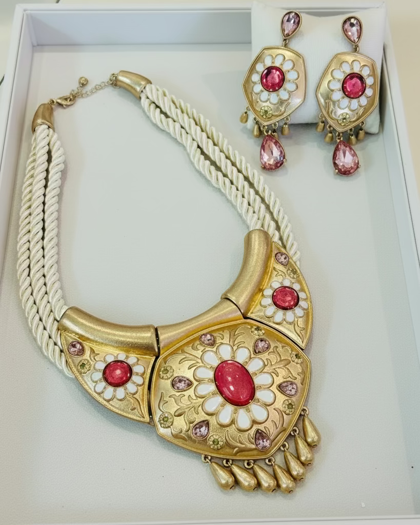 The Empress Pink Cabochon Hasli Set