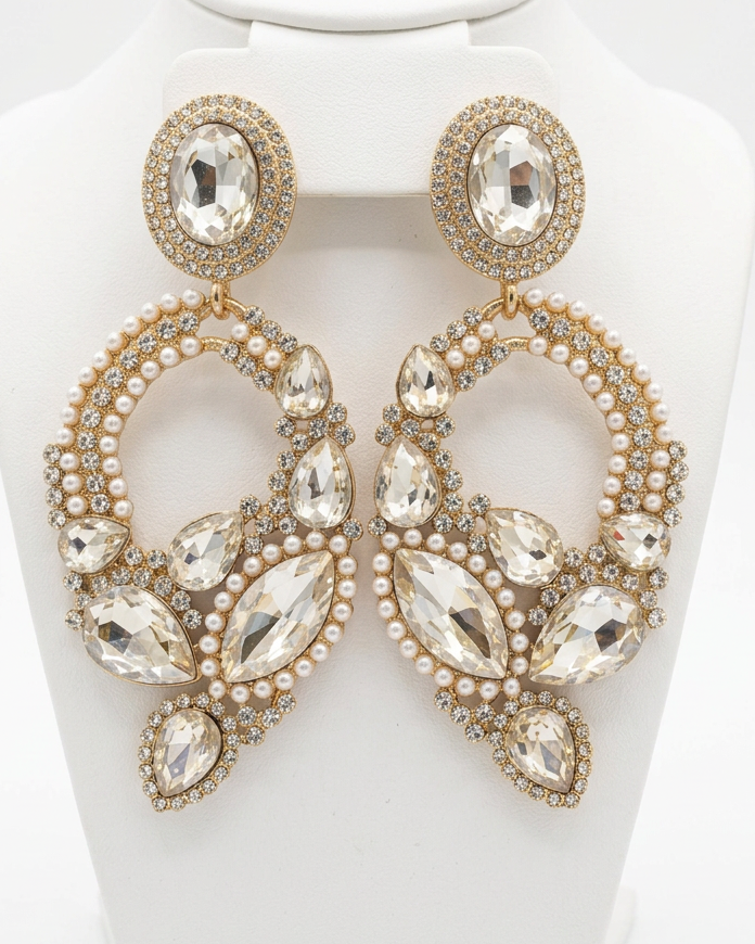Gilded Glamour Marquise Crystal Chandelier Earrings
