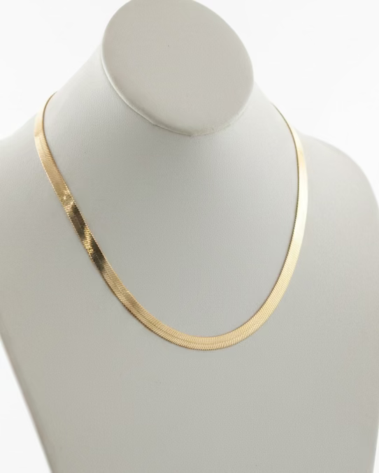Vintage Liquid Gold Plated 17” Herringbone Chain Necklace