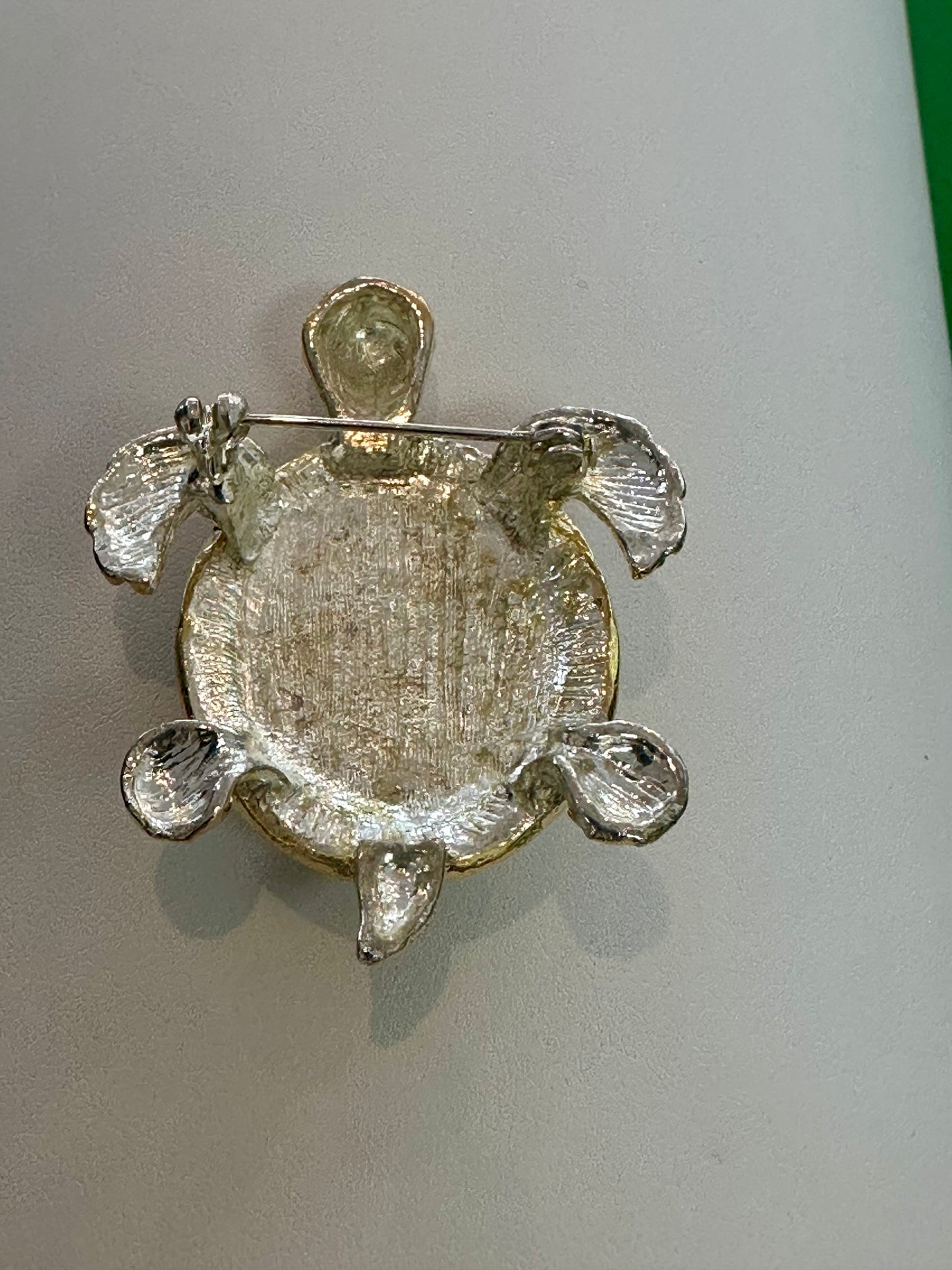 Vintage Domed Pavé Crystal Tortoise Brooch